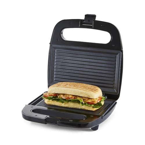 Geepas Panini Sandwich Press, 750W 2 Slice Sandwich Toaster | Non-Stick Plates, Grill & Griddle Toasty Maker | Stainless Steel Panini Press | Ideal for Breakfast | 2 Year Warranty