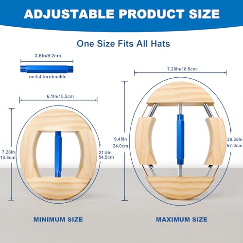 Image of Hat Stretcher 4 Way, Hat Stretcher for Fitted Hats Size 6 7 /8 to 8 1 /2, Hat Jack Stretcher, Heavy Duty of Hat Extender