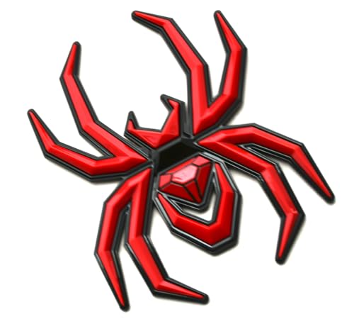 Image of 2Pcs Custom Spider Emblems Left Right Car Badge for Universal Car Body Motorcycle SUV Widow Door Edition Decoration (Red)
