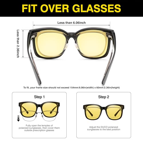 DUCO Night Driving Glasses Women Fit Over Glasses Night Vision Goggles Light Weight TR90 Frame Anti Glare Lens4