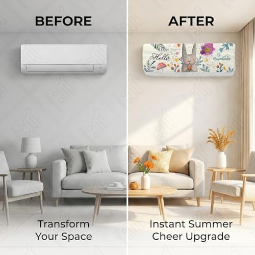 Image of Split AC Cover 1 ton, 1.5 ton to 2 Ton |Designer Digital Print Indoor AC Dust Cover | Stretchable Lycra Fabric | 38x12x9 Inch | Washable Polyester AC Indoor Unit Cover | Dust Dirt Resistant