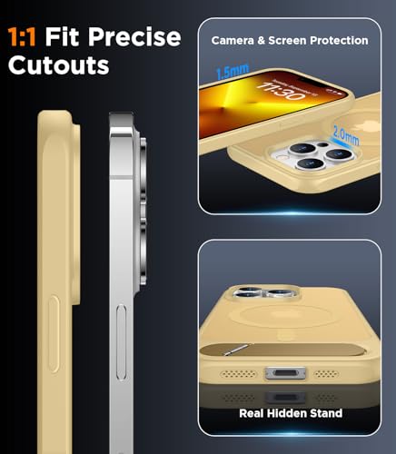 Image of Magnetic Compatible with iPhone 13 Pro Max Case, [Built-in Invisible Kickstand][Compatible with MagSafe][Military Grade Shockproof] Slim Translucent Matte Phone Case for iPhone 13 Pro Max 6.7 inch
