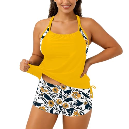 Maillot de bain femme tankini tendance 2 pièces short à poches pour plage
