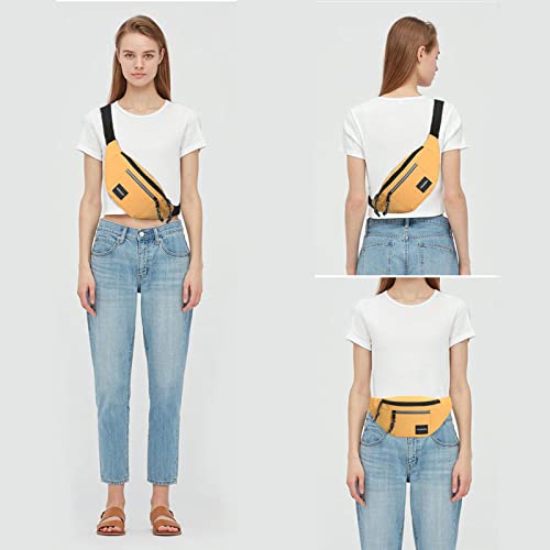 Long Keeper Waist Fanny Pack for Women Men Waterproof Bum Bag Dog Walking Running Hiking Waist Packs with Adjustable Belt for Sport Travel Outdoor A-Yellow - Image 3