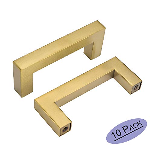 Preisvergleich Produktbild 10 Stück Goldenwarm Kommoden Griff Rustikale Schrankgriffe Golden LSJ12GD76 Möbelgriffe Edelstahl BA 76mm Landhaus Schublade Griffe Möbel Messing