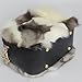 Luxury Genuine Nordic Fox Fur Small Square Handbag, Leather Purse with Detachable Crossbody Strap, Elegant and Fashion (Marble Gray)