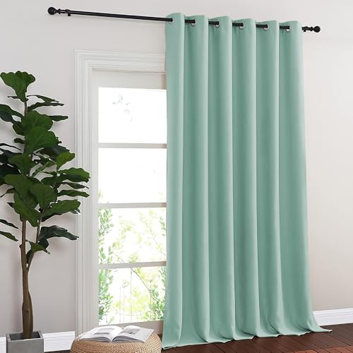 NICETOWN Blackout Room Divider Curtains for Sliding Glass Doors 102 Inches Long 1 Panel, Extra Wide Curtains for Doorway Patio Bedroom Living Room (Aqua Blue, 80Wx102L, 1 Panel)
