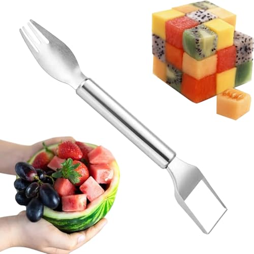Watermelon Slicer, 2-in-1 Watermelon Cutter Slicer Tool, Stainless Steel Kitchen Tool for Family Parties Camping, Comfortable Handle Gadget