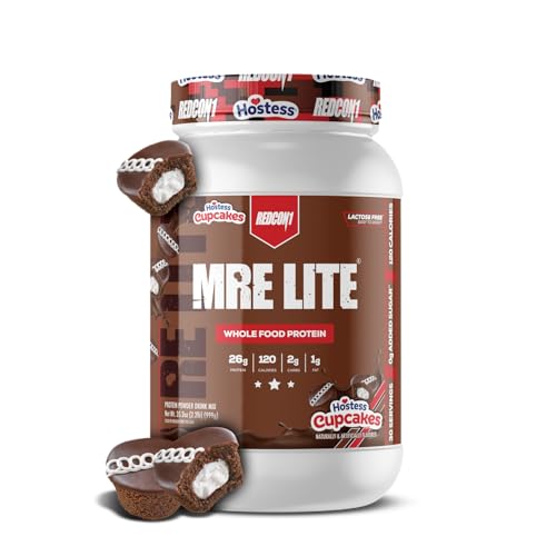 Image of REDCON1 MRE Lite Hostess Cupcakes Whole Food Protein Powder - Lactose & Whey Free Meal Replacement with Animal Protein Blends - Easy to Digest Supplement Made with MCT Oils (30 Servings)