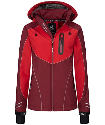 Rock Creek Damen Softshell Jacke Windbreaker Regenjacke Übergangsjacke Softshelljacke Damenjacke Regenmantel Outdoorjacke Kapuze D-464 Weinrot XS