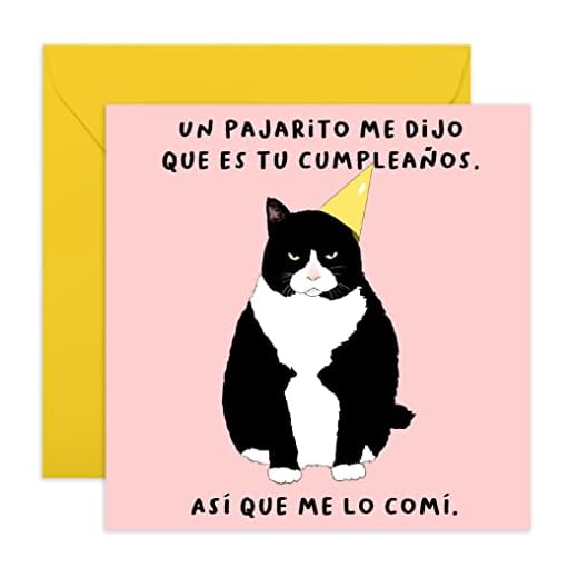 Central 23 Tarjeta de cumpleaños divertida - “Un pajarito me dijo que es tu cumpleaños” - Tarjeta de cumpleaños con un gato - Graciosa - Para hombres mujeres