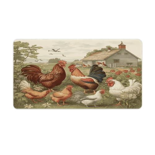 Tapis de bureau poules comme protection de bureau pour maman active
