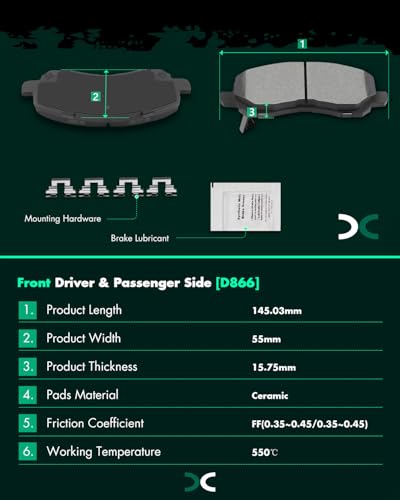 Image of SCITOO D866 D1037 Front and Rear Ceramic Disc Brake Pad Set 8PCS w /Hardware Fit For Chrysler For 200,For Sebring,For Dodge For Avenger,For Caliber,For Jeep For Compass,For Mitsubishi For Lancer