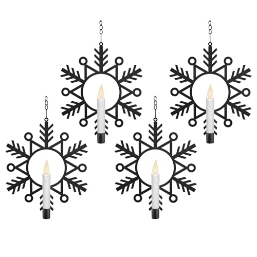 Image of Xodus Innovations CW1510A 4 Battery Powered Metal Snowflake Window Wreaths with Hot Spot Flameless Candle Light and Automatic Timer