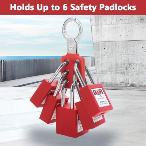 Image of Lock Out Tag Out Hasp, 10Pcs Aluminium Lockout Tagout Hasp Kit with 6 Holes Interlock for Lockout Station, Safety Hasp Lock for Padlocks