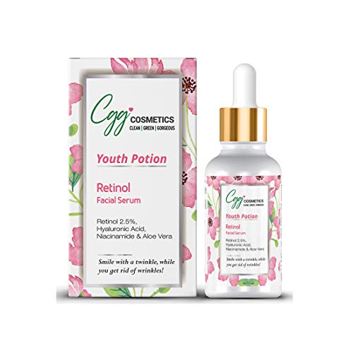 CGG Cosmetics Retinol 2.5%, Hyaluronic Acid, Niacinamide and Aloe Vera Facial Serum - 30ml