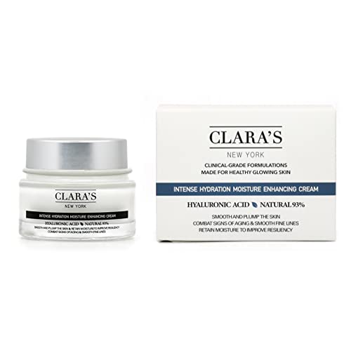 Clara's New York Intense Hydration Moisture Enhancing Cream, Anti-Aging Hyaluronic Acid Face Cream to Smooth and Plump Skin