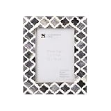 Handicrafts Home Picture Photo Frame Moorish Damask Moroccan Arts Inspired Handmade Naturals Bone Frames Photo Size 5'x7', Grey White