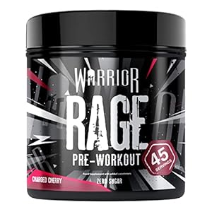 Warrior, Rage – Pre-Workout Powder – 392g – Energy Drink Supplement with Vitamin C, Beta Alanine and Creatine Gluconate – 45 Servings (Charged Cherry)