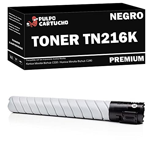 Pulpo Cartucho - Toner TN216 Negro Compatible con Konica Minolta TN-216 / Ref. A11G151 / TN216K - Valido para Impresoras...