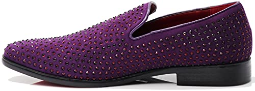 Image of SPK26 Men's Vintage Velvet Rhinestone Designer Dress Loafers Slip On Shoes Classic Tuxedo Dress Shoes