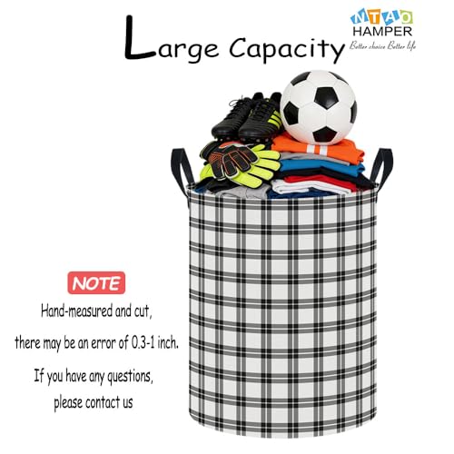 Image of NTAOHAMPER Plaid Laundry Hamper, Laundry Basket, Baby Nursery Hamper, Waterproof Storage Bin, Clothes Organizer Basket, Room Decor (Grey White Plaid)