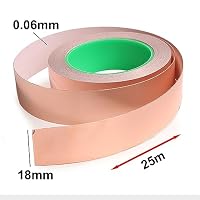 Kupferband, Kupferfolienband, mit leitfähigem Kleber, for Gitarren- und EMV-Abschirmung, 0,06 mm dick, 25 m Länge, 12–20 mm Breite(18mm) – Ansicht 2