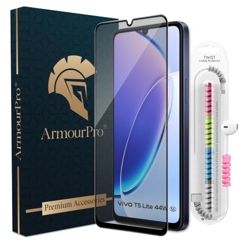 Image of ArmourPro Anti Glare Matte Tempered Glass for Vivo T5 Lite - Anti Fingerprint Screen Protector, 9H Scratch Resistant, Smooth Touch, Easy Installation Kit with Cable Protector