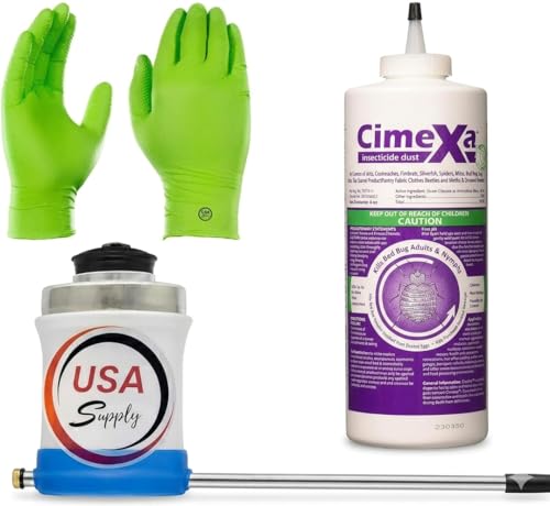 Rockwell Labs - CXID032 - Cimexa Dust - Insecticide - 4 oz - Includes USA Supply Puffer and Protective Gloves