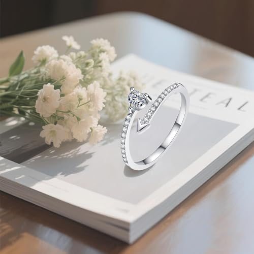 Dainty Heart Rings Adjustable Rings for Women Fashion Jewelry Gifts, Open Stacking Finger Ring，Friendship Promise Valentine Birthday Christmas Gifts for Her3