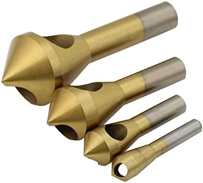 Preamer 4 Pcs 90 Degree Titanium Countersink Drill Bit Wood Chamfer Deburring Tool Set For Wood Soft Metal Woodwork Drill Bit Tool