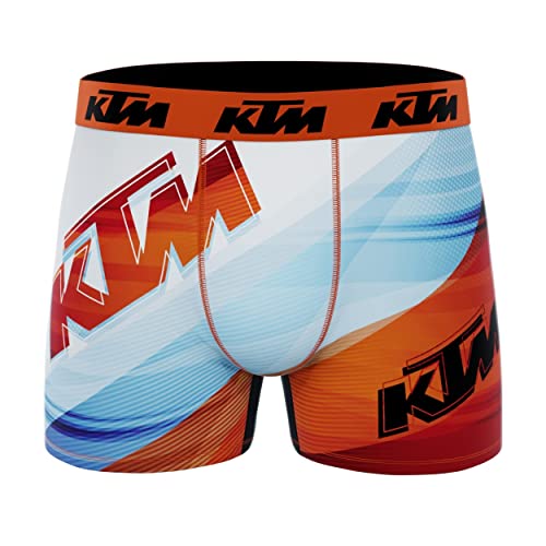 KTM by Freegun Caleçon Homme Ajustement Parfait, Boxer Homme, Anti-Transpirant, Infroissable, Orange, Bleu, Blanc, Noir, Taille L Cover