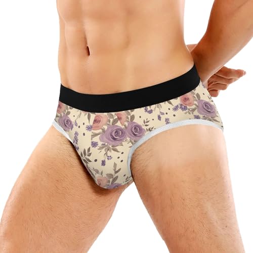 Classic Men's Underwear Briefs Retro Rose Flower Wildflower Breathable and Soft Comfort Triangle Underwear Men2