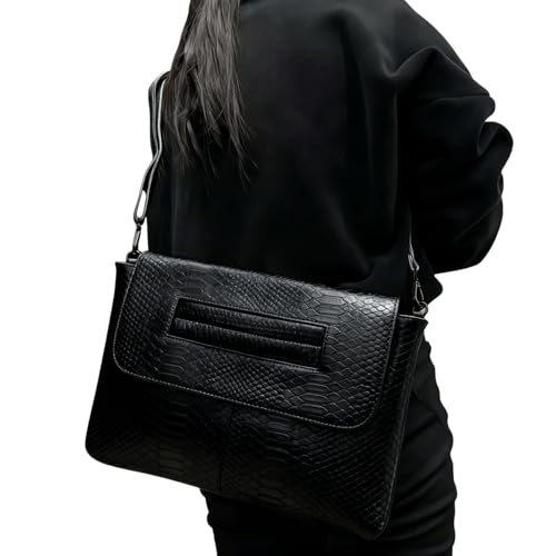 Image of Women Classic Crocodile Pattern Faux Leather Clutch Purse Oversized Female Shoulder Bag Messenger Handbag
