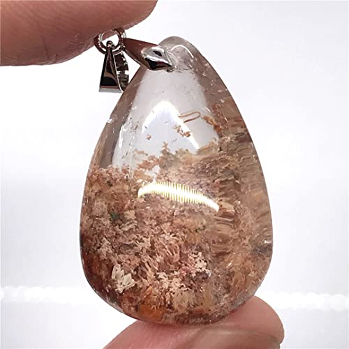 Joias com pingente de quartzo fantasma natural para mulheres homens pedra de cristal de cura 29 x 19