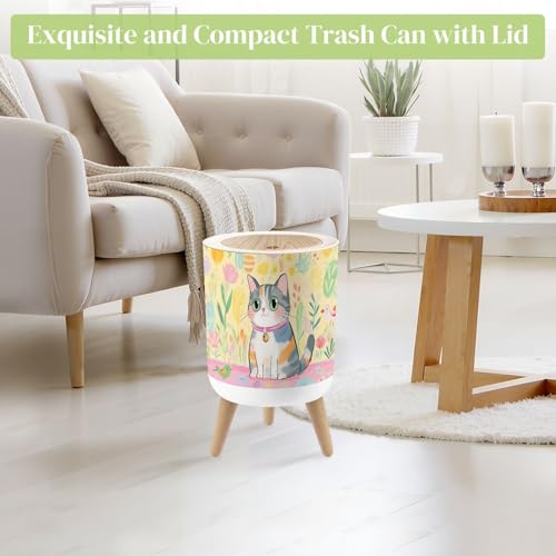 Caneca de basura pequeña con tapa 7 litros diseño redondo miniatura 2