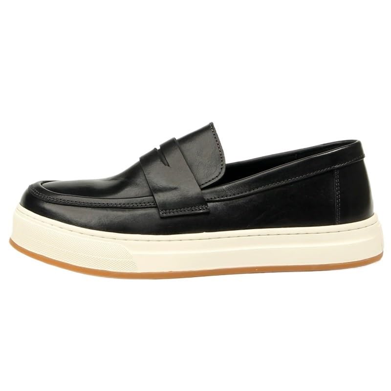 Men's Retro Casual Slip On Loafers Shoes Thick-Soled Comfortable Sneakers Shoes Round Toe Fashion Rubber Soft Sole Breathable Walking Driving Shoes(D,8)3