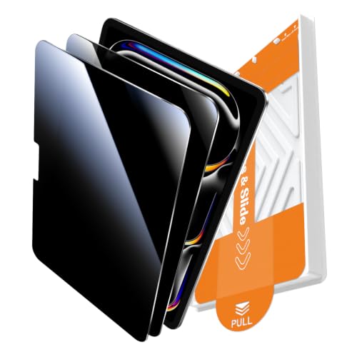 Image of EZ-GLAZ-2 Pack Privacy Screen Protector for iPad Pro 11 Inch (M5 /M4 2025 /2024) - Landscape /Horizontal Viewing Privacy Mode, 9H+ Tempered Glass with Install Tool, Anti-Scratch, Pencil Compatible