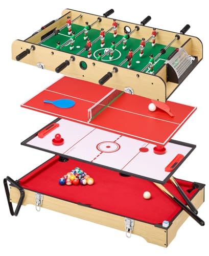 Kangui Table Multi Jeux 4 en 1 - Babyfoot Barres télescopiques - Billard - Ping Pong - Hockey