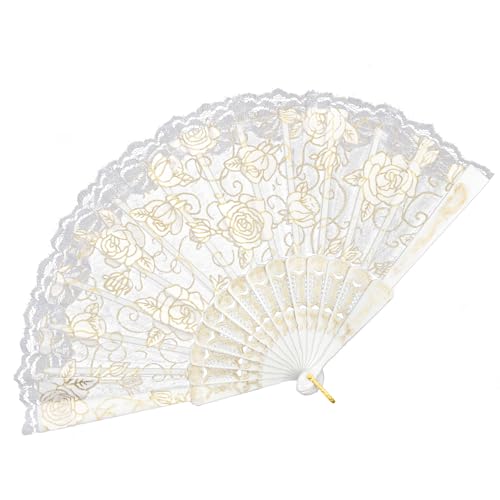 EOSAU Handheld Chinese Folding Fan Lace Hand Fans for...