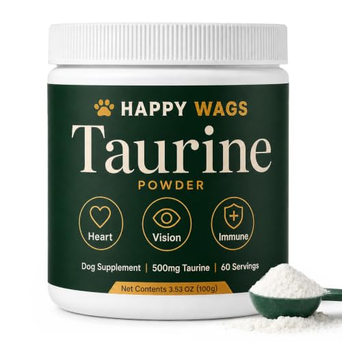 Happy Wags Taurine for Dogs Taurine Supplement for Dogs Immune Support Boost Energy & Vitality Promote Metabolism Supports for Heart Vision & Daily Wellness in Dogs