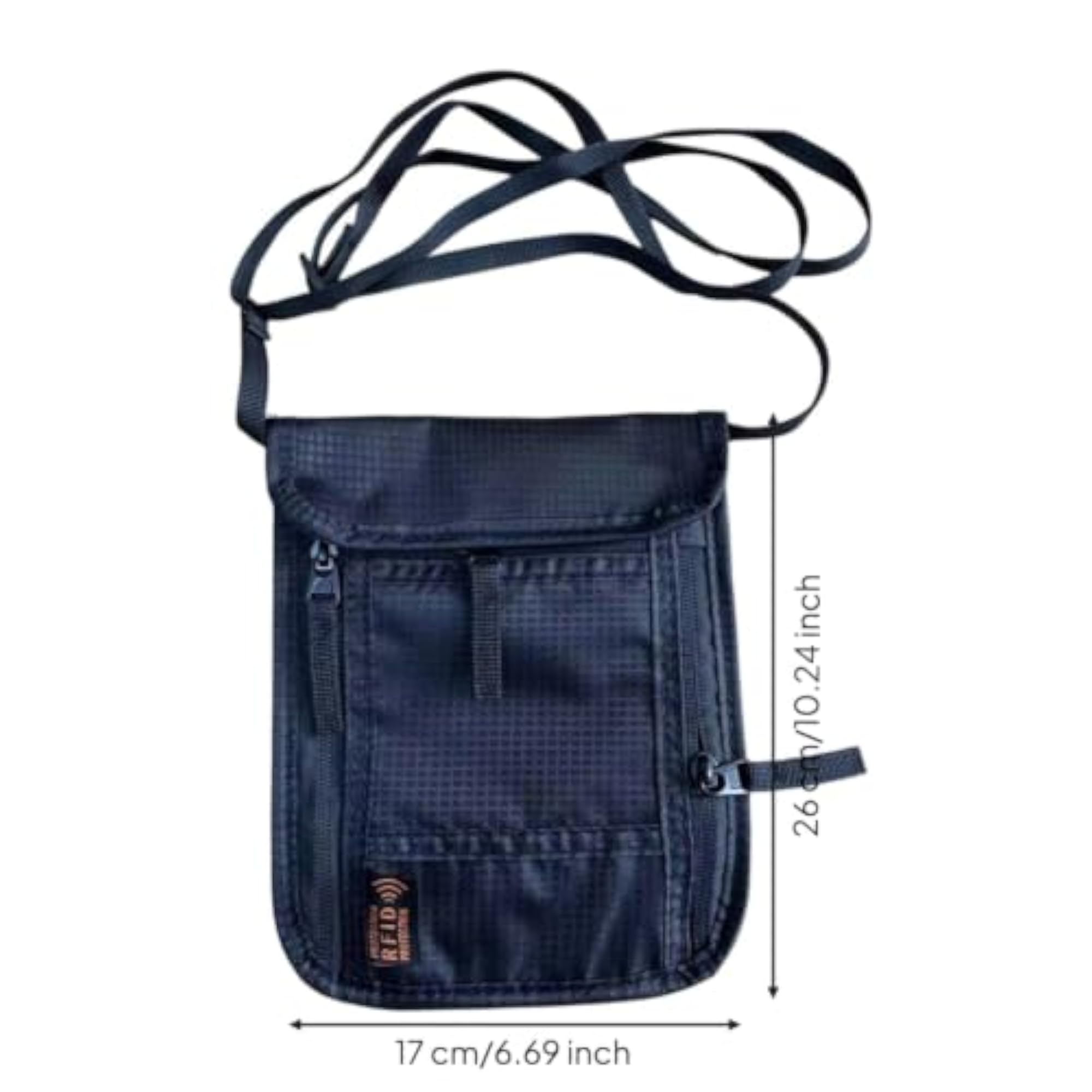 Slim Passport Holder with Neck Strap, Black