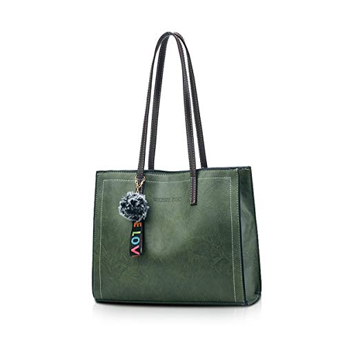 NICOLE&DORIS Bolso de mano de las mujeres Bolsos de mano Bolsa de hombro Señoras Mango superior de moda Hobo Bolsa casual Bolsa de playa Verde Cover