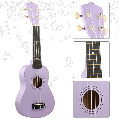lxs soprano ukulele kids ukulele for beginners - 2134 small guitar ukulele with gig bag standby string picks and primary tutorial purple