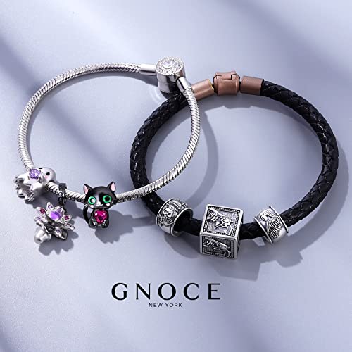 Image of GNOCE Embraces Heart Gemstone Bead Charms 925 Sterling Silver Rabbit Horse Triceratops Snake Monkey Cat Platypus Sloth Bear Pig Yak Ghost Matryoshka Doll Jewelry Gift for Women
