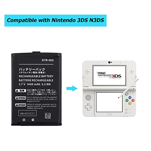 Image of KTR-003 Replacement Battery Compatible with New Nintendo 3DS N3DS with Toolkit