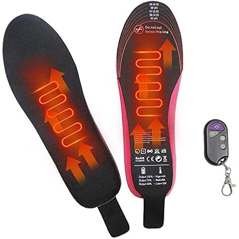 SaiDeng Electric Heated Insoles with Remote Control,3 Heating Levels 2000mAh Battery,USB Cuttable Foot Warmer for Men Women for Hiking Camping Fishing Skiing 34-37 yards Cover