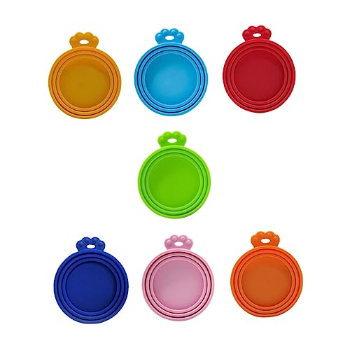 ibasenice 7pcs Silicone Pet Food Can Lids Sealed Lids for Wet Cat Food Wear-resistant Dishwasher Safe Pet Supplies