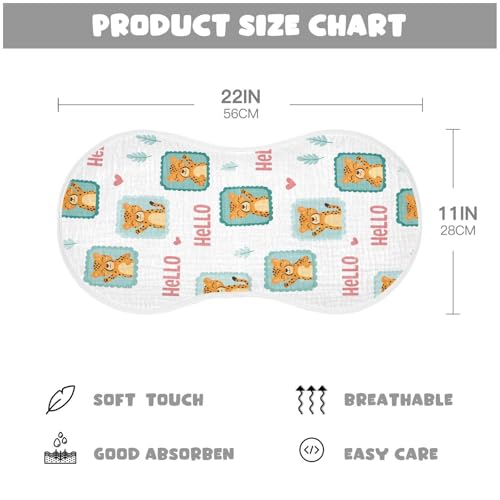 2 Pack Muslin Burp Cloths Leopards Heart White Cotton Baby Burp Cloths Ultra Absorbent and Soft Spit Up Rags for Newborn Boys Girls, Large 22" x 11"2