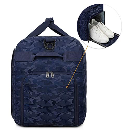 Gonex 150L Travel Duffel Bag Foldable Extra Large Duffle Bag XL Heavy Duty for Men Women for Luggage Shopping Black and Blue Camouflage